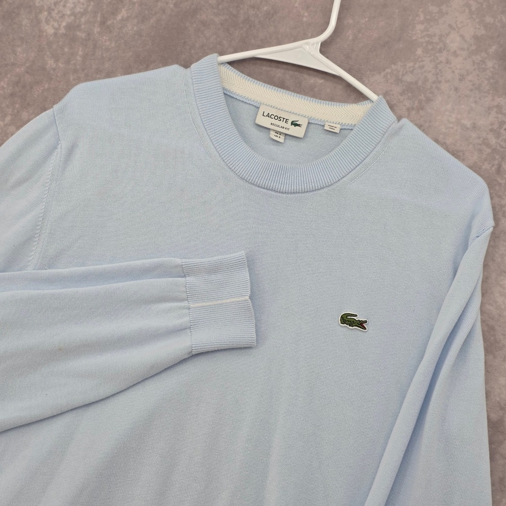 Lacoste Crewneck Sweater Mens Small Light Blue Regular Fit Preppy Casual